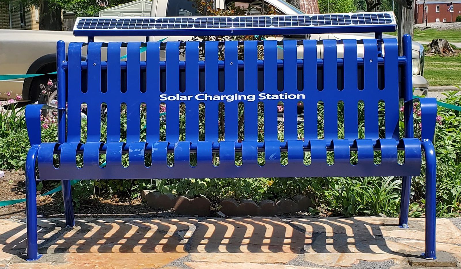 New solar charging bench at library
